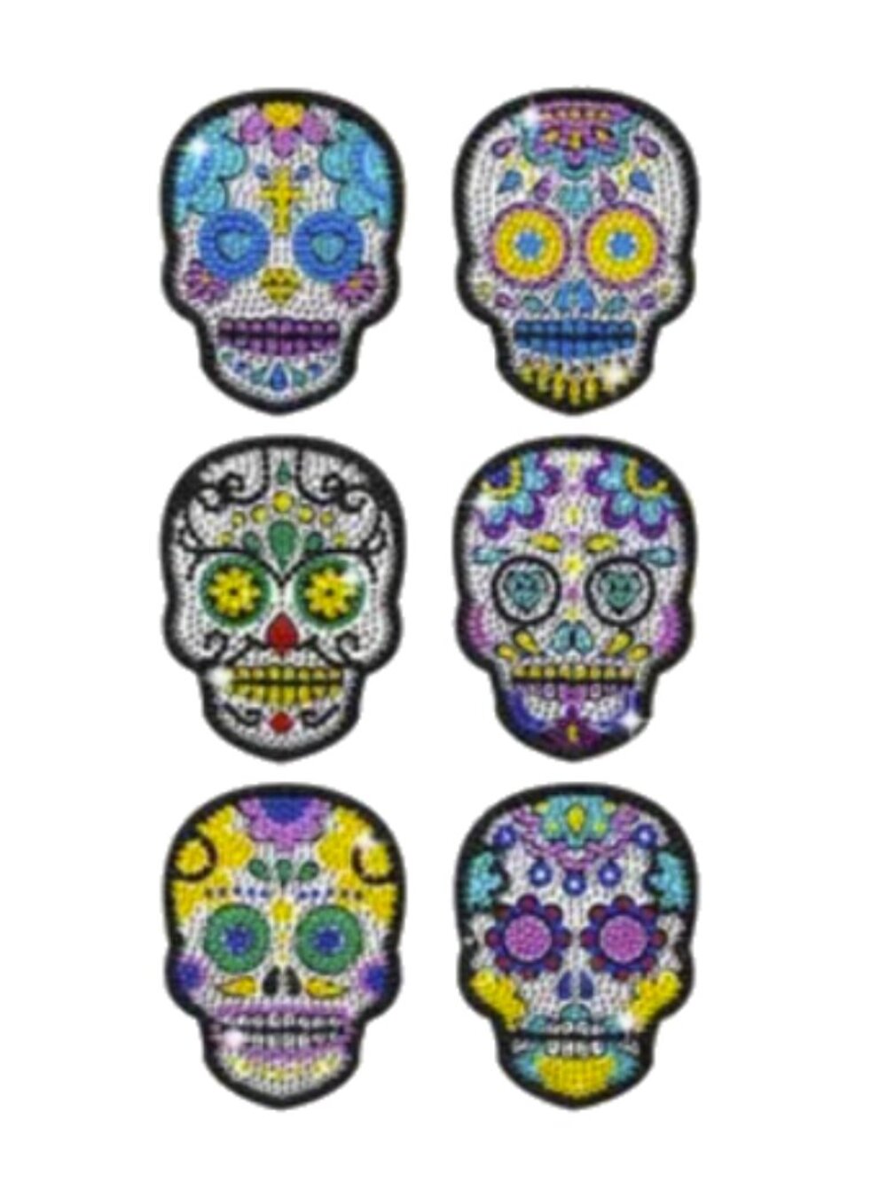 6 Skull Diamond Painting Refrigerator Magnets – DIY Craft Kit